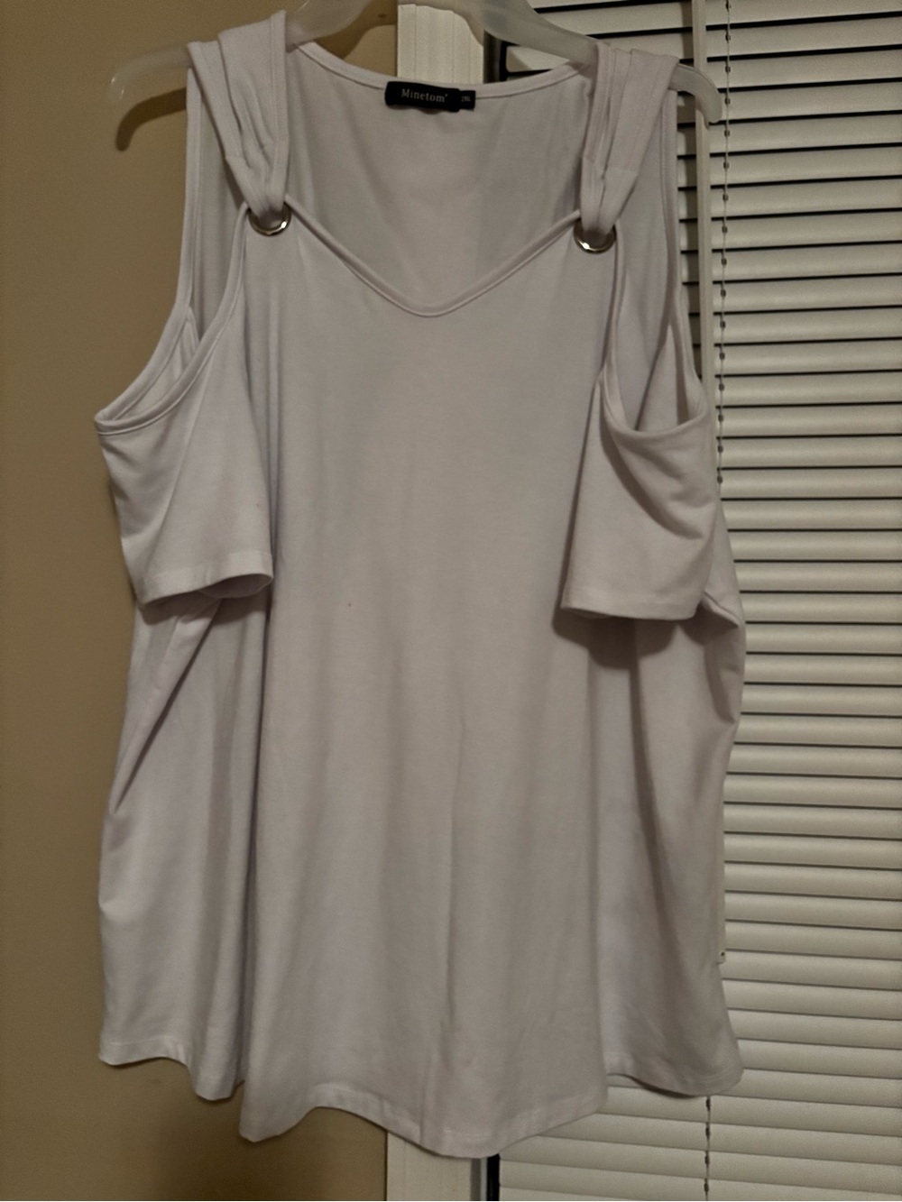 mine White Cold-Shoulder Tank with Ring Strap Detail